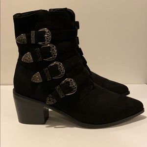 Suede Buckle Ankle Booties